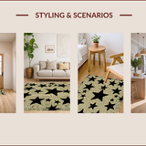 Ultra Soft Area Rug, Non Slip, Stain Resistant, Washable Area Rugs for Living Room, Bedroom, Rustic Stencil Star Entryway Jute Accent Rug(Beige)