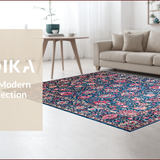 Ultra Soft Area Rug, Non Slip, Stain Resistant, Washable Area Rugs for Living Room, Bedroom, Eclectic Floral Blue Aesthetic(Blue)