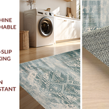 Ultra Soft Area Rug, Non Slip, Stain Resistant, Washable Area Rugs for Living Room, Bedroom, Rustic Textured Geometric Motif(Gray)