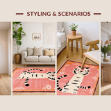 Ultra Soft Area Rug, Non Slip, Stain Resistant, Washable Area Rugs for Living Room, Bedroom, Bright Cheerful Tiger Design(Pink)