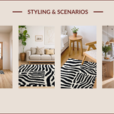 Ultra Soft Area Rug, Non Slip, Stain Resistant, Washable Area Rugs for Living Room, Bedroom, Non Skid Zebra Runner for Home Office Decor(Black)