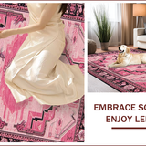 Ultra Soft Area Rug, Non Slip, Stain Resistant, Washable Area Rugs for Living Room, Bedroom, Rustic Pink Cowgirl Boots Motif(Pink)