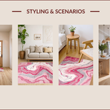 Ultra Soft Area Rug, Non Slip, Stain Resistant, Washable Area Rugs for Living Room, Bedroom, Trendy Abstract Marble Aesthetic(Pink)