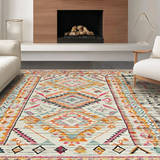 Ultra Soft Area Rug, Non Slip, Stain Resistant, Washable Area Rugs for Living Room, Bedroom, Eclectic Multi-Toned Braided Motif(White)