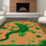 Ultra Soft Area Rug, Non Slip, Stain Resistant, Washable Area Rugs for Living Room, Bedroom, Playful Multi-Color Alligator Aesthetic(Brown)