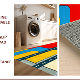 Ultra Soft Area Rug, Non Slip, Stain Resistant, Washable Area Rugs for Living Room, Bedroom, Playful Green Urban Adventure Mat(Red)
