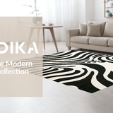 Ultra Soft Area Rug, Non Slip, Stain Resistant, Washable Area Rugs for Living Room, Bedroom, Artistic Monochrome Wildlife Pattern Rug With Minimalist Stripe Aesthetic(Black)