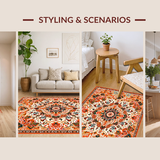 Ultra Soft Area Rug, Non Slip, Stain Resistant, Washable Area Rugs for Living Room, Bedroom, Playful Soft Blooming Pattern(Orange)