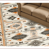 Ultra Soft Area Rug, Non Slip, Stain Resistant, Washable Area Rugs for Living Room, Bedroom, Southwest Tribal Ethnic Aesthetic(Orange)