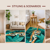 Ultra Soft Area Rug, Non Slip, Stain Resistant, Washable Area Rugs for Living Room, Bedroom, Artistic Abstract Jungle Print(Orange)