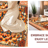 Ultra Soft Area Rug, Non Slip, Stain Resistant, Washable Area Rugs for Living Room, Bedroom, Artistic Warm Toned Medallion Style(Orange)