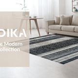 Ultra Soft Area Rug, Non Slip, Stain Resistant, Washable Area Rugs for Living Room, Bedroom, Contemporary Black and White Area Rug:  Striped Home Decor Carpet(Gray)