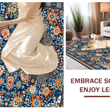 Ultra Soft Area Rug, Non Slip, Stain Resistant, Washable Area Rugs for Living Room, Bedroom, Dynamic Color Splash Medallion Style(Blue)