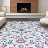 Ultra Soft Area Rug, Non Slip, Stain Resistant, Washable Area Rugs for Living Room, Bedroom, Classic Coastal Pattern Harmony(White)