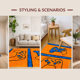 Ultra Soft Area Rug, Non Slip, Stain Resistant, Washable Area Rugs for Living Room, Bedroom, Futuristic Abstract Controller Theme(Orange)