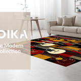 Chic Abstract Red and Yellow Composition(Black)