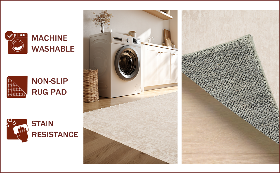 Ultra Soft Area Rug, Non Slip, Stain Resistant, Washable Area Rugs for Living Room, Bedroom, Contemporary Beige Boho Living Room Rug(Beige) - ODIKA