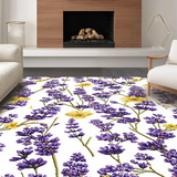 Ultra Soft Area Rug, Non Slip, Stain Resistant, Washable Area Rugs for Living Room, Bedroom, Vibrant Springtime Garden Motif(Purple)