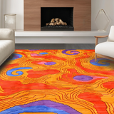 Ultra Soft Area Rug, Non Slip, Stain Resistant, Washable Area Rugs for Living Room, Bedroom, Bold Retro Color Play Design(Red)