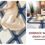 Ultra Soft Area Rug, Non Slip, Stain Resistant, Washable Area Rugs for Living Room, Bedroom, Charming Ivory Diamond Motif(Beige)