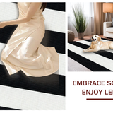 Ultra Soft Area Rug, Non Slip, Stain Resistant, Washable Area Rugs for Living Room, Bedroom, Sleek Abstract Striped Arrangement(Black)
