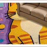 Ultra Soft Area Rug, Non Slip, Stain Resistant, Washable Area Rugs for Living Room, Bedroom, Cute Animal Porch Rug for Cat Lovers, Easy to Clean(Orange)