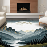 Ultra Soft Area Rug, Non Slip, Stain Resistant, Washable Area Rugs for Living Room, Bedroom, Rustic Wolf Silhouette Motif(Gray)
