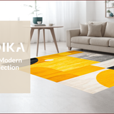 Ultra Soft Area Rug, Non Slip, Stain Resistant, Washable Area Rugs for Living Room, Bedroom, Chic Geometric Yellow Grey Fusion(Yellow)