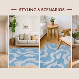 Ultra Soft Area Rug, Non Slip, Stain Resistant, Washable Area Rugs for Living Room, Bedroom, Graceful Bow Tie Rug Aesthetic Preppy Decor Cute Girly Bathroom Carpet(Blue)