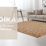 Ultra Soft Area Rug, Non Slip, Stain Resistant, Washable Area Rugs for Living Room, Bedroom, Chic Earthy Geometric Weave(Orange)
