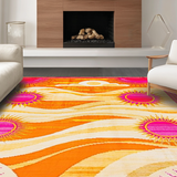 Ultra Soft Area Rug, Non Slip, Stain Resistant, Washable Area Rugs for Living Room, Bedroom, Whimsical Rainbow Motif Accent Piece(Orange)