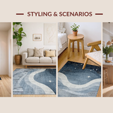 Ultra Soft Area Rug, Non Slip, Stain Resistant, Washable Area Rugs for Living Room, Bedroom, Rustic Grey Star Motif(Blue)