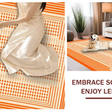 Ultra Soft Area Rug, Non Slip, Stain Resistant, Washable Area Rugs for Living Room, Bedroom, Artistic Mid Century Geometric Flair(Orange)