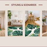 Ultra Soft Area Rug, Non Slip, Stain Resistant, Washable Area Rugs for Living Room, Bedroom, Trendy Tropical Botanical Motif(Green)