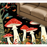 Ultra Soft Area Rug, Non Slip, Stain Resistant, Washable Area Rugs for Living Room, Bedroom, Autumn-Inspired Mushroom Motif(Red)