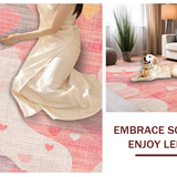 Ultra Soft Area Rug, Non Slip, Stain Resistant, Washable Area Rugs for Living Room, Bedroom, Whimsical Ribbon Swirl Rug with Artistic Bow Motif and Playful Heart Pattern(Pink)