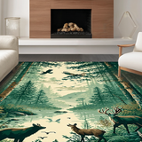 Ultra Soft Area Rug, Non Slip, Stain Resistant, Washable Area Rugs for Living Room, Bedroom, Stylish Contemporary Animal Illustration(Green)