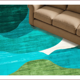 Ultra Soft Area Rug, Non Slip, Stain Resistant, Washable Area Rugs for Living Room, Bedroom, Vibrant Abstract Organic Shapes(Blue)