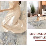 Ultra Soft Area Rug, Non Slip, Stain Resistant, Washable Area Rugs for Living Room, Bedroom, Contemporary Oversized Patterned Elegance(Gray)