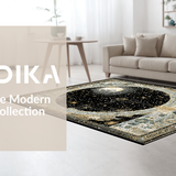 Ultra Soft Area Rug, Non Slip, Stain Resistant, Washable Area Rugs for Living Room, Bedroom, Celestial Sunburst Moon Phase Rug Mystical Zodiac Inspired Star Map Design(Black)