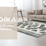 Ultra Soft Area Rug, Non Slip, Stain Resistant, Washable Area Rugs for Living Room, Bedroom, Neutral Toned Geometric Motif(Gray)