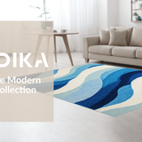 Ultra Soft Area Rug, Non Slip, Stain Resistant, Washable Area Rugs for Living Room, Bedroom, Serene Coastal Fluid Motif(Blue)