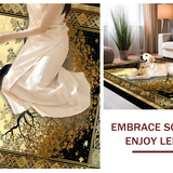 Ultra Soft Area Rug, Non Slip, Stain Resistant, Washable Area Rugs for Living Room, Bedroom, Elegant Low Pile Botanical Touch(Gold)