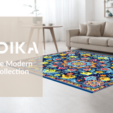 Ultra Soft Area Rug, Non Slip, Stain Resistant, Washable Area Rugs for Living Room, Bedroom, Contemporary Kaleidoscopic Art Piece(Blue)