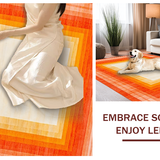 Ultra Soft Area Rug, Non Slip, Stain Resistant, Washable Area Rugs for Living Room, Bedroom, Bright Eclectic Diamond Composition(Orange)