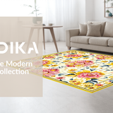 Ultra Soft Area Rug, Non Slip, Stain Resistant, Washable Area Rugs for Living Room, Bedroom, Delicate Soft Floral Imagery(White)