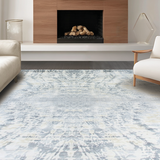 Ultra Soft Area Rug, Non Slip, Stain Resistant, Washable Area Rugs for Living Room, Bedroom, Serene Light Grey Organic Forms(Gray)