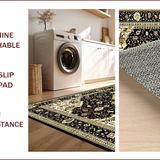Ultra Soft Area Rug, Non Slip, Stain Resistant, Washable Area Rugs for Living Room, Bedroom, Luxurious Earth Tone Ornate Patterns(Black)