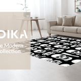 Ultra Soft Area Rug, Non Slip, Stain Resistant, Washable Area Rugs for Living Room, Bedroom, Lighthearted Vintage Skeleton Imagery(Black)