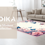 Ultra Soft Area Rug, Non Slip, Stain Resistant, Washable Area Rugs for Living Room, Bedroom, Bright Botanical Playful Design(Pink)